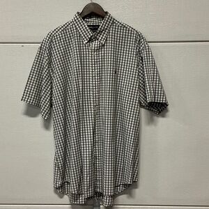 Ralph Lauren Short-Sleeve Black and White Gingham Button-Down Shirt